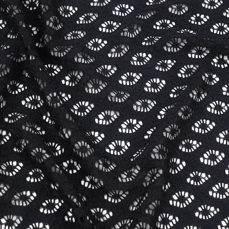 China Fabric for Blouse,Shirt Half Sleeve Button ,Dresses (Cardigan Open) ,Skirt  Lace Knit Fabric Nylon Spandex black color buy from China wholesaler bulk order at wholesale price free worldwide shipping Alibaba