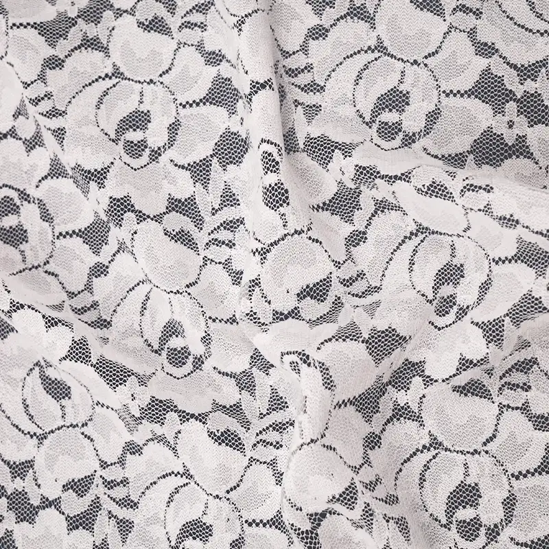 China Fabric for Blouse,Skirt,Dresses (Cardigan Open) ,Skirt  Lace Knit Fabric Nylon Spandex white color buy from China wholesaler bulk order at wholesale price free worldwide shipping Alibaba