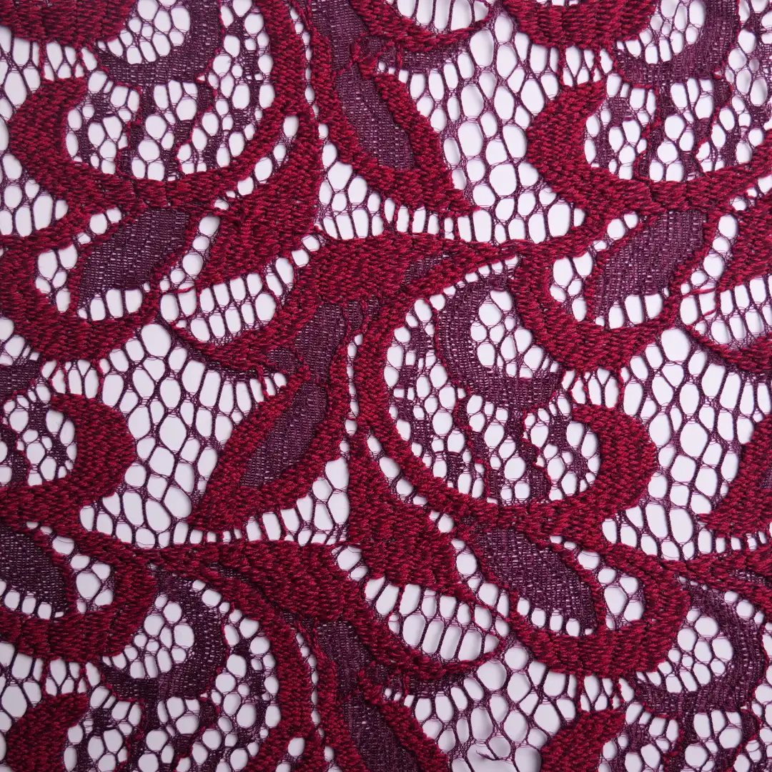 China Fabric for Blouse,Skirt,Shirt Long Sleeve Button ,Dresses (Cardigan Button) ,Skirt  Lace Knit Fabric Nylon Polyester red color buy from China wholesaler bulk order at wholesale price free worldwide shipping Alibaba