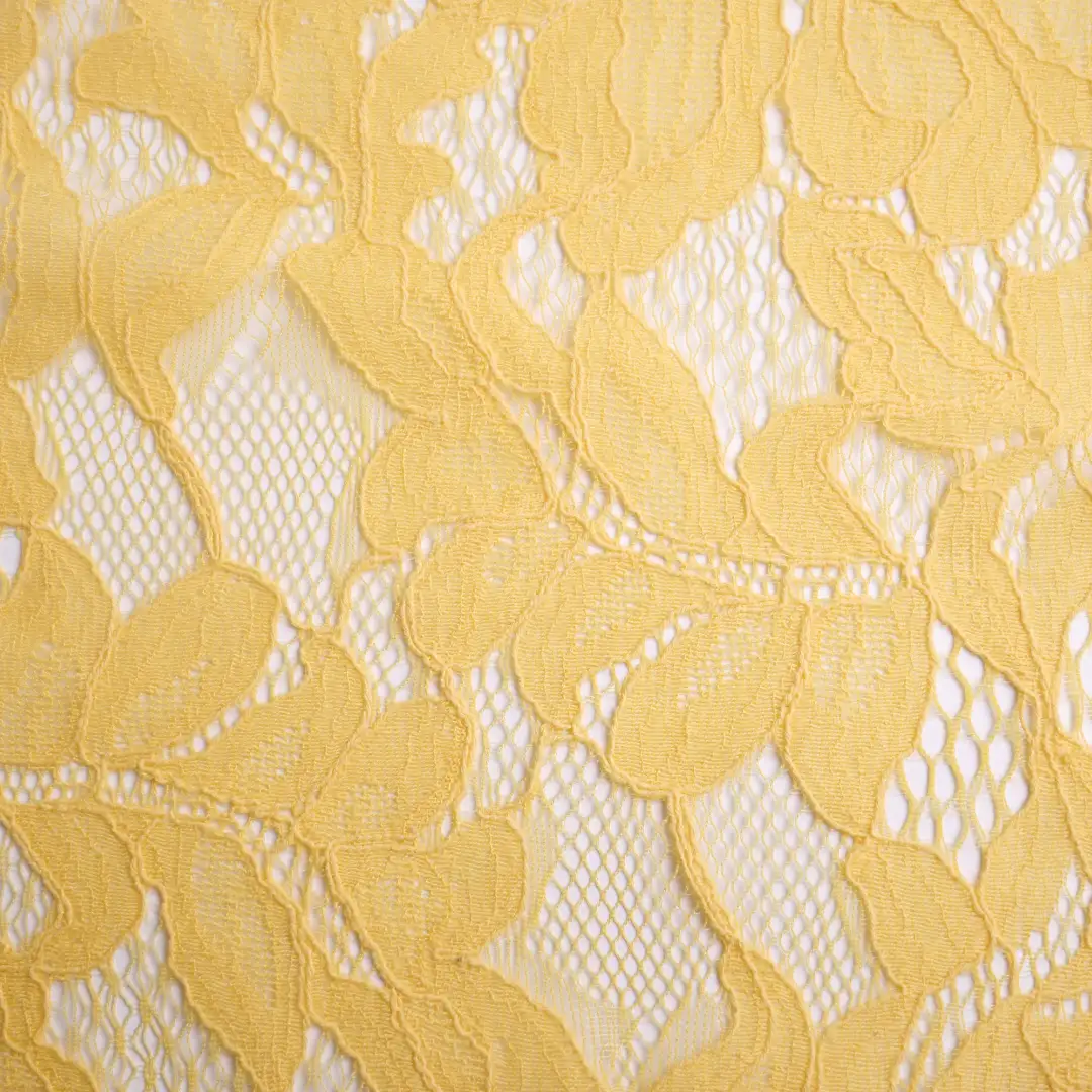 China Fabric for Blouse,Skirt,Shirt Long Sleeve Button ,Dresses (Pullover) ,Skirt  Lace Knit Fabric Cotton Nylon yellow color buy from China wholesaler bulk order at wholesale price free worldwide shipping Alibaba