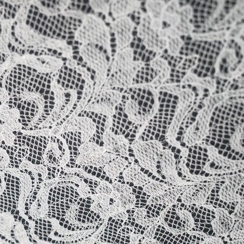 China Fabric for Blouse,Skirt,Shirt Long Sleeve Button ,Skirt  Lace Knit Fabric Nylon Spandex white color buy from China wholesaler bulk order at wholesale price free worldwide shipping Alibaba