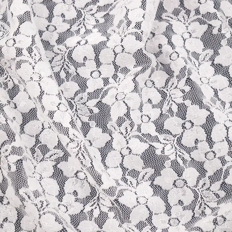 China Fabric for Blouse,Skirt,Shirt Long Sleeve Button ,Skirt  Lace Knit Fabric Nylon Spandex white color buy from China wholesaler bulk order at wholesale price free worldwide shipping Alibaba