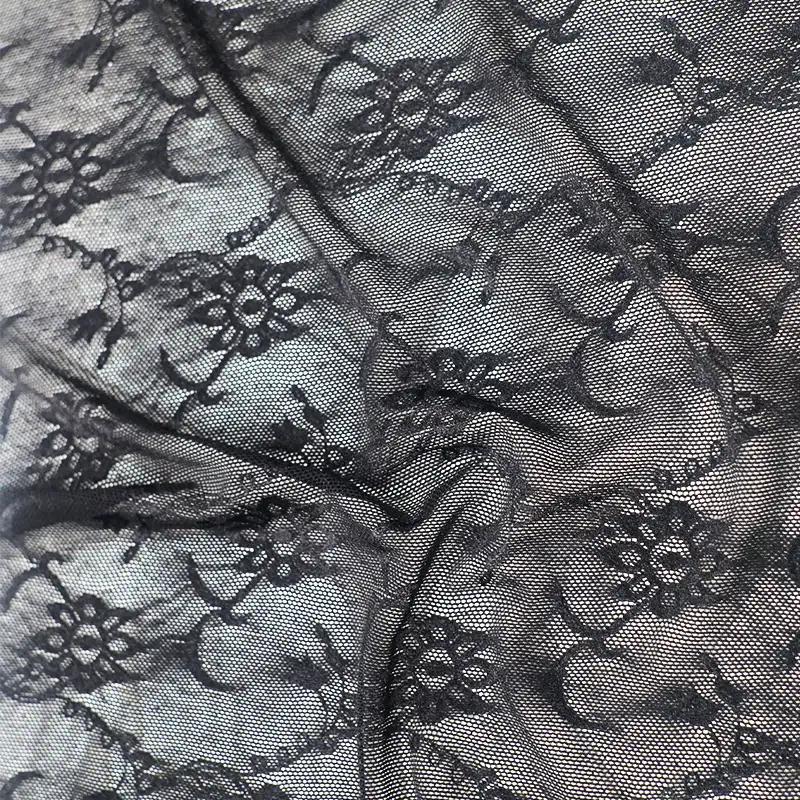 China Fabric for Blouse,Shirt Long Sleeve Button ,Dresses (Cardigan Button) ,Skirt  Lace Knit Fabric Nylon Spandex black color buy from China wholesaler bulk order at wholesale price free worldwide shipping Alibaba