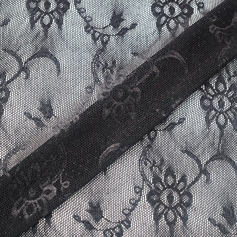 China Fabric for Blouse,Shirt Long Sleeve Button ,Dresses (Cardigan Button) ,Skirt  Lace Knit Fabric Nylon Spandex black color buy from China wholesaler bulk order at wholesale price free worldwide shipping Alibaba