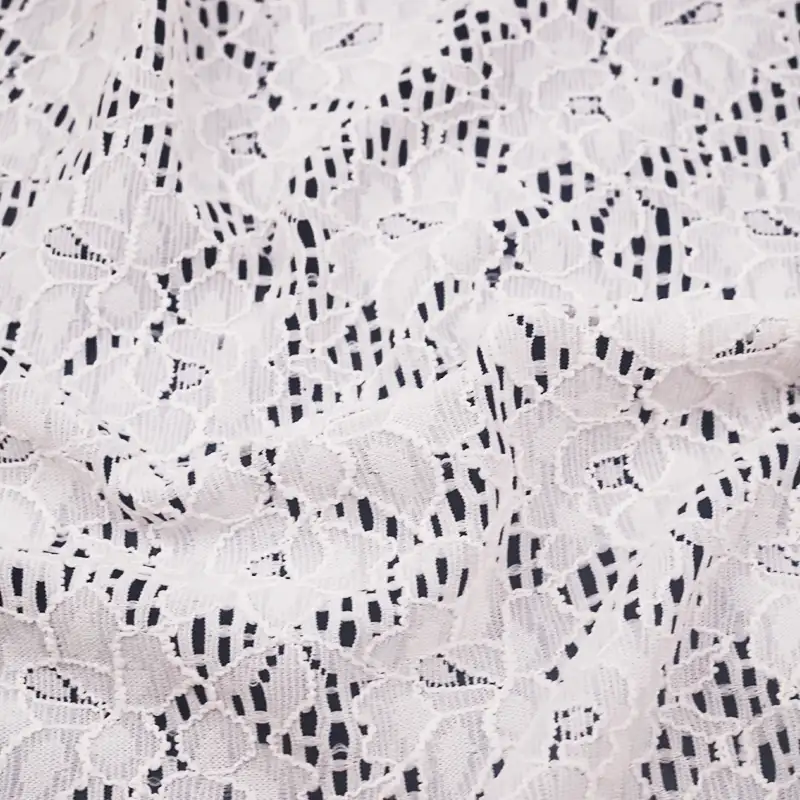 China Fabric for Blouse,Skirt,Skirt  Lace Knit Fabric Nylon Spandex white color buy from China wholesaler bulk order at wholesale price free worldwide shipping Alibaba