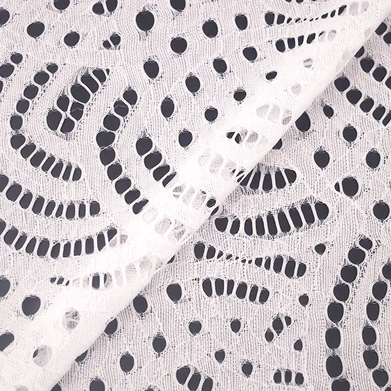 China Fabric for Blouse,Shirt Long Sleeve Button ,Dresses (Cardigan Button) ,Skirt  Lace Knit Fabric Nylon Spandex white color buy from China wholesaler bulk order at wholesale price free worldwide shipping Alibaba