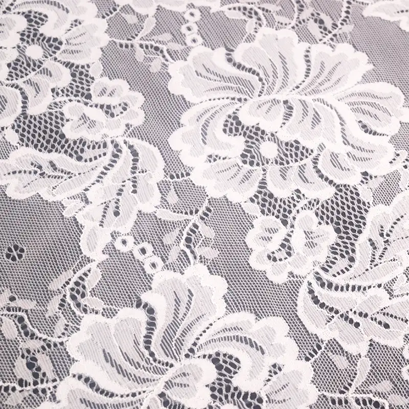 China Fabric for Blouse,Skirt,Shirt Long Sleeve Button ,Skirt  Lace Knit Fabric Nylon Spandex white color buy from China wholesaler bulk order at wholesale price free worldwide shipping Alibaba