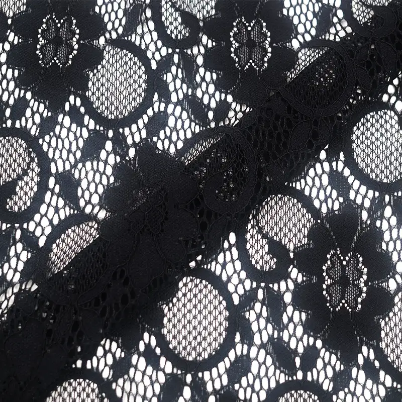 China Fabric for Blouse,Skirt,Shirt Half Sleeve Button  Lace Knit Fabric Nylon Spandex black color buy from China wholesaler bulk order at wholesale price free worldwide shipping Alibaba