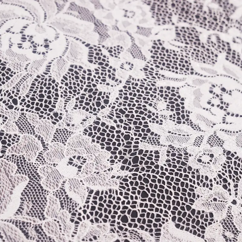 China Fabric for Blouse,Skirt,Shirt Long Sleeve Button ,Skirt  Lace Knit Fabric Nylon Polyester white color buy from China wholesaler bulk order at wholesale price free worldwide shipping Alibaba