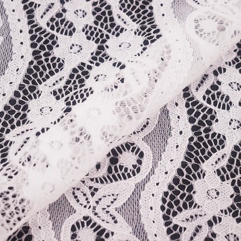 China Fabric for Blouse,Skirt,Shirt Long Sleeve Button ,Dresses (Pullover) ,Skirt  Lace Knit Fabric Nylon Spandex white color buy from China wholesaler bulk order at wholesale price free worldwide shipping Alibaba