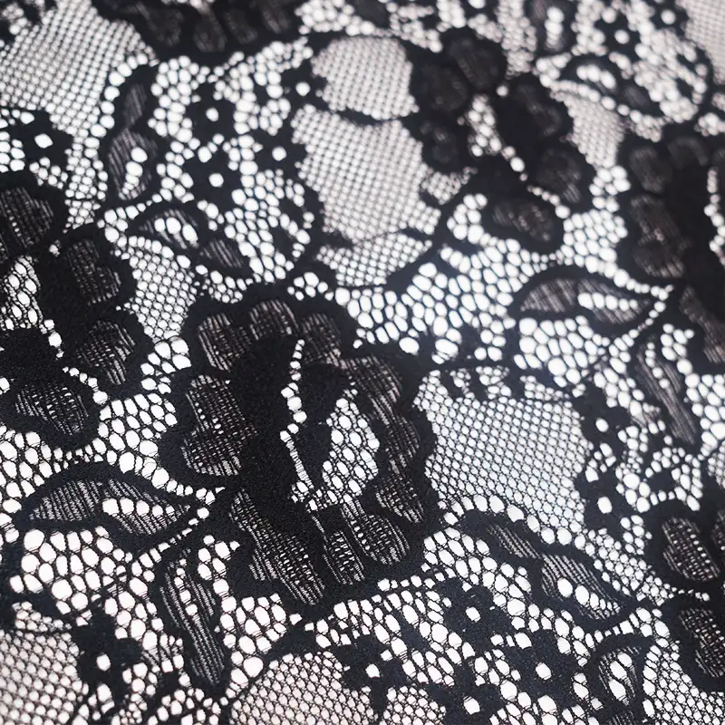 China Fabric for Blouse,Skirt,Shirt Long Sleeve Button ,Dresses (Pullover) ,Skirt  Lace Knit Fabric Nylon Spandex black color buy from China wholesaler bulk order at wholesale price free worldwide shipping Alibaba