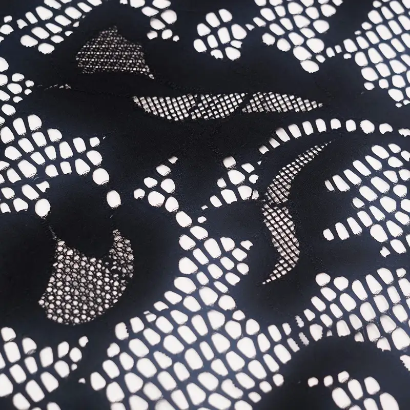 China Fabric for Blouse,Skirt,Shirt Long Sleeve Button ,Dresses (Pullover) ,Skirt  Lace Knit Fabric Nylon Spandex black color buy from China wholesaler bulk order at wholesale price free worldwide shipping Alibaba