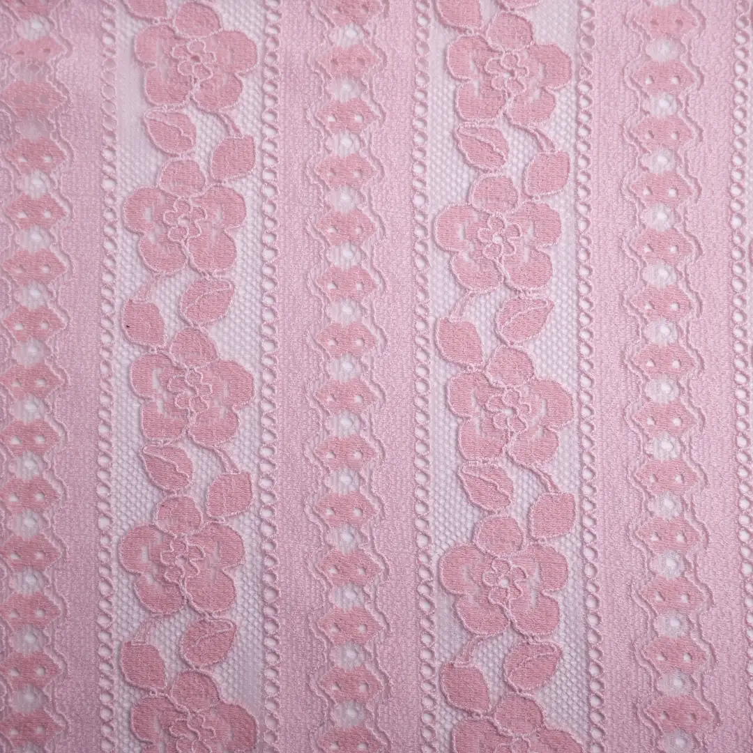 China Fabric for Blouse,Skirt,Shirt Long Sleeve Button ,Dresses (Pullover) ,Skirt  Lace Knit Fabric Cotton Nylon Rayon pink color buy from China wholesaler bulk order at wholesale price free worldwide shipping Alibaba