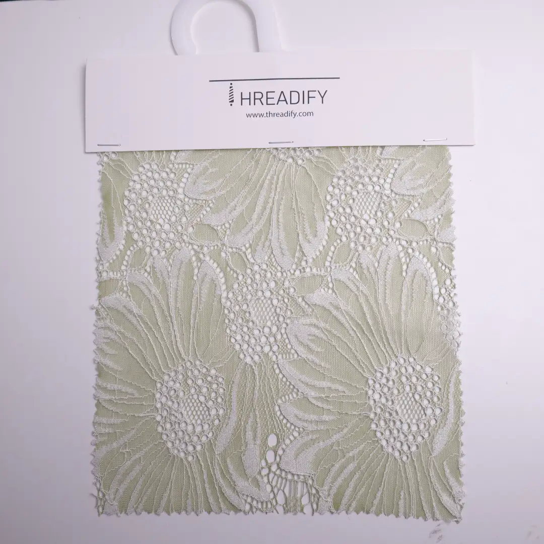 China Fabric for Blouse,Skirt,Shirt Long Sleeve Button ,Skirt  Lace Knit Fabric Cotton Nylon green color buy from China wholesaler bulk order at wholesale price free worldwide shipping Alibaba