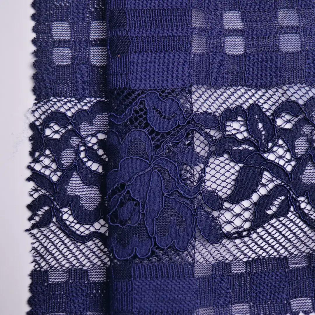 China Fabric for Blouse,Skirt,Shirt Half Sleeve Zipper ,Dresses (Pullover)  Lace Knit Fabric Cotton Nylon blue color buy from China wholesaler bulk order at wholesale price free worldwide shipping Alibaba