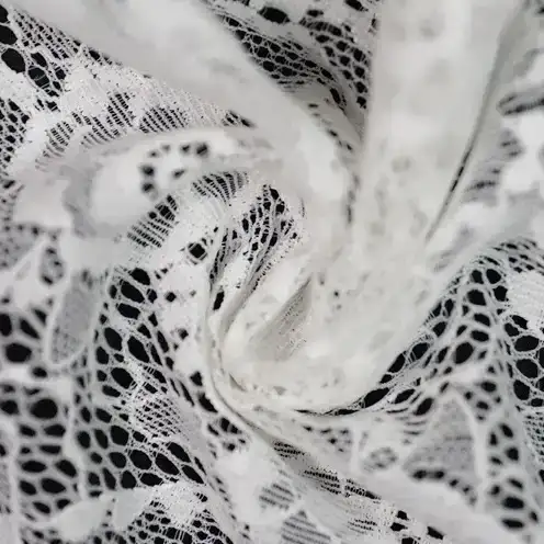 China Fabric for Skirt,Kids Lace Trim Dress,Lace-Up V-Neck Crop Top Lace Knit Fabric Polyamide Spandex white color buy from China wholesaler bulk order at wholesale price free worldwide shipping Alibaba