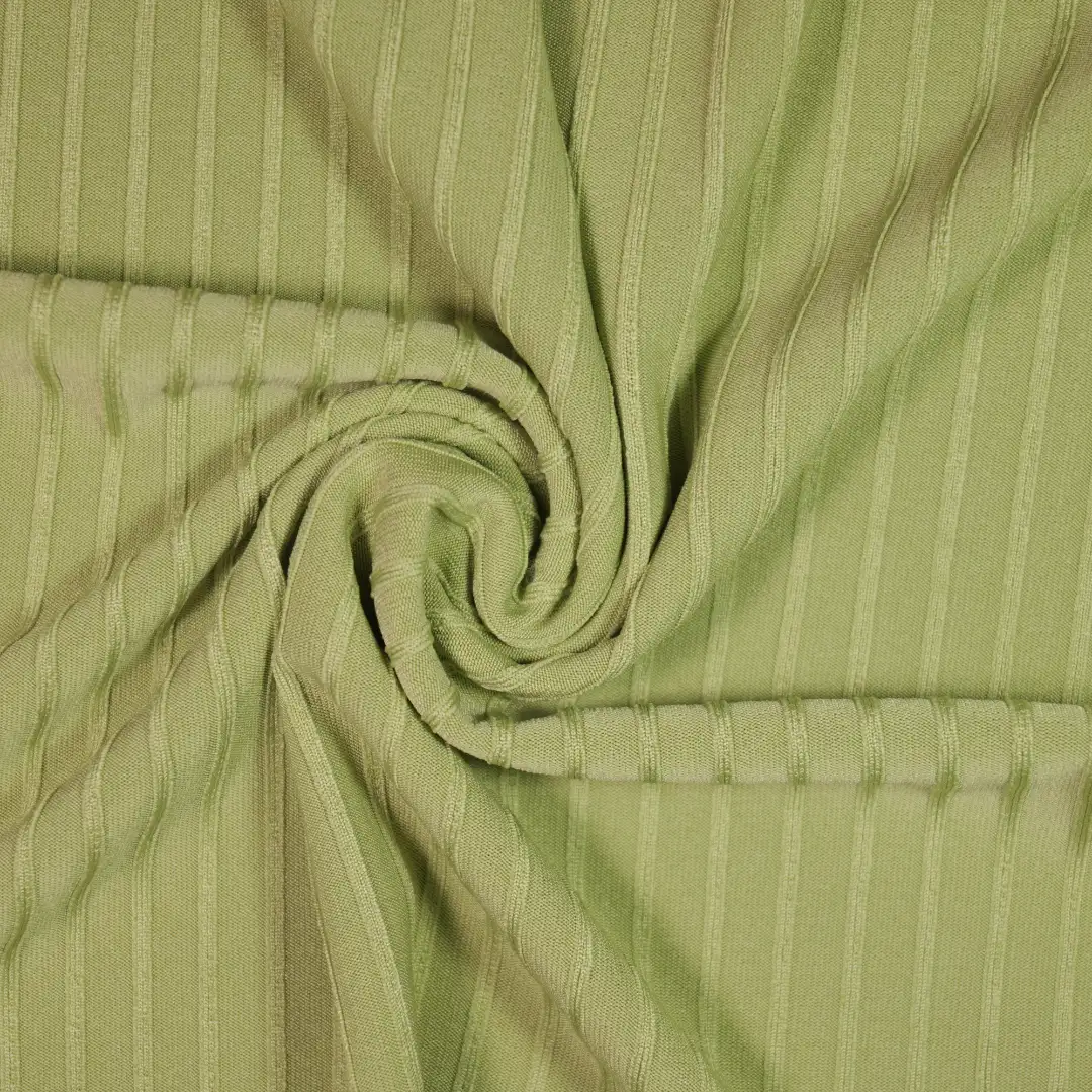 China Fabric for Blouse Rib Knit Fabric Polyester Spandex green color buy from China wholesaler bulk order at wholesale price free worldwide shipping Alibaba