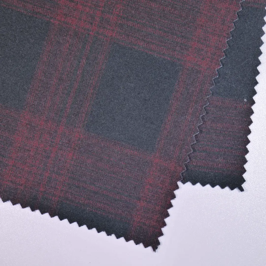 China Fabric for Jackets,Blazer,Trench Coat Interlock Knit Fabric Polyester Rayon Spandex black&purplish red color buy from China wholesaler bulk order at wholesale price free worldwide shipping Alibaba