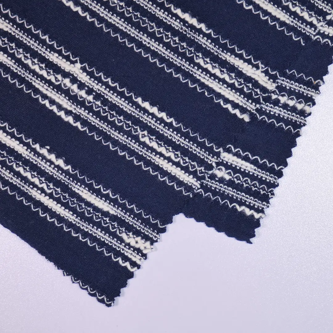 China Fabric for T-Shirt,Tank Top,Hoodie Jacquard Knit Fabric Polyester Cotton Dark blue&white color buy from China wholesaler bulk order at wholesale price free worldwide shipping Alibaba