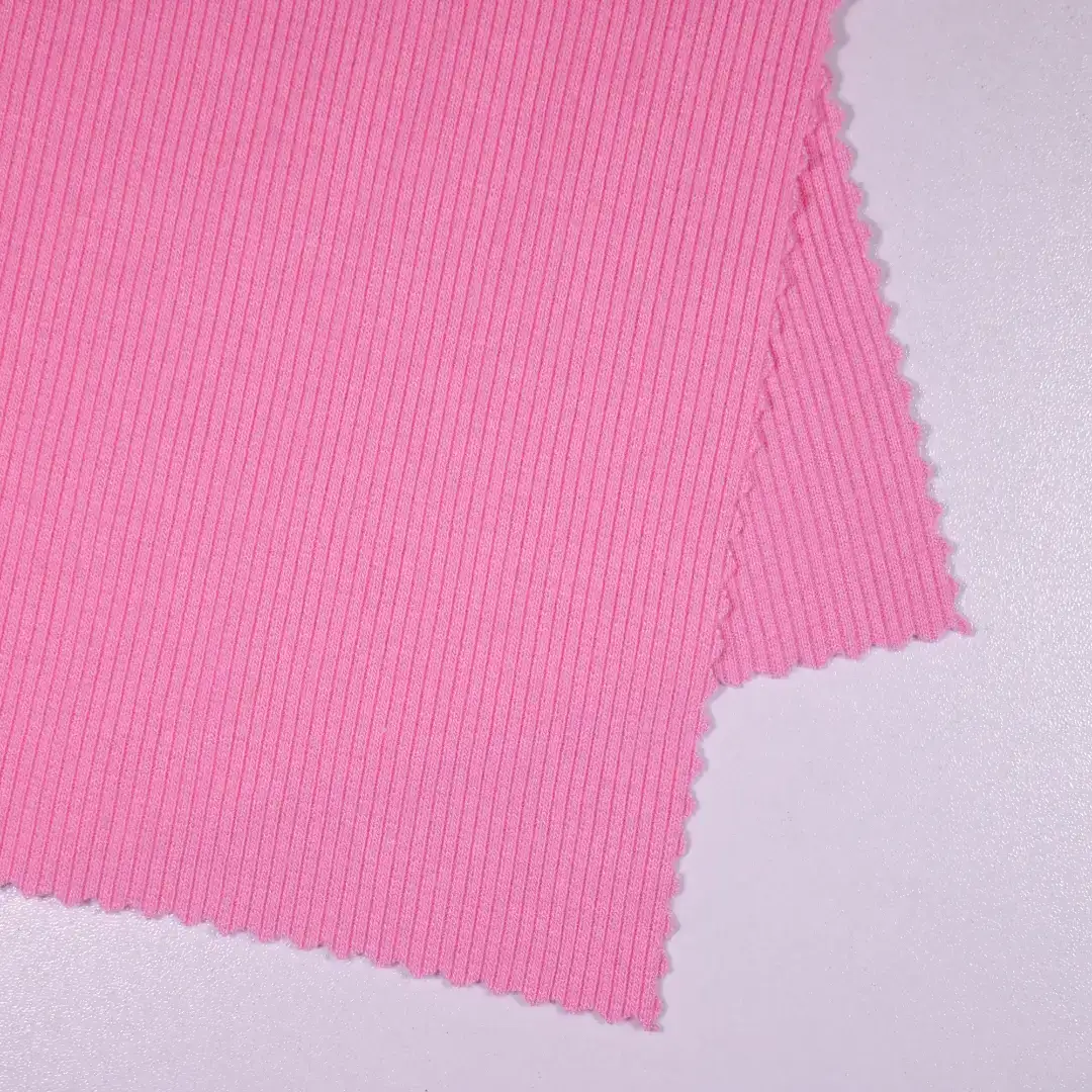 China Fabric for Hoodie Rib Knit Fabric Polyester Rayon Spandex pink color buy from China wholesaler bulk order at wholesale price free worldwide shipping Alibaba