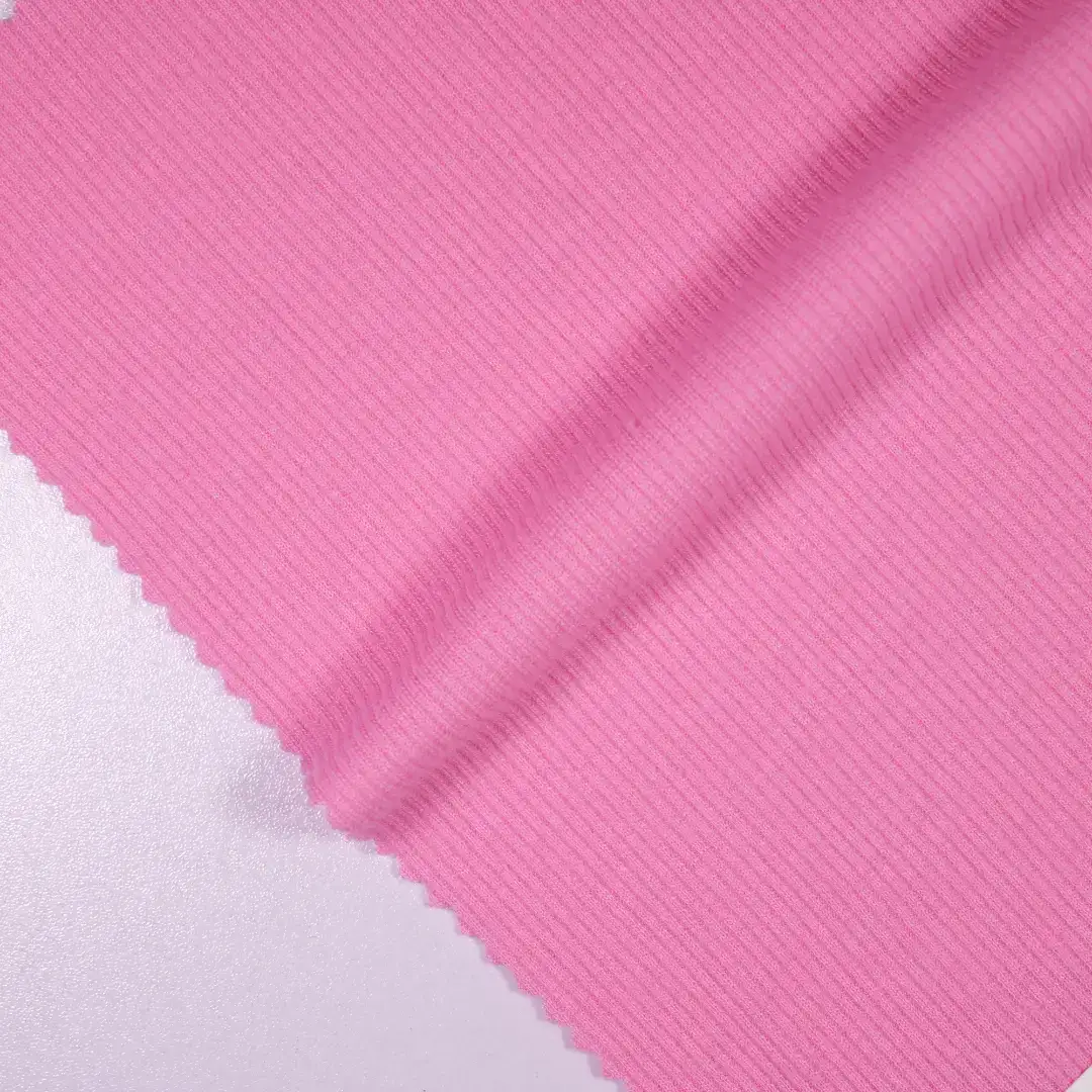 China Fabric for Hoodie Rib Knit Fabric Polyester Rayon Spandex pink color buy from China wholesaler bulk order at wholesale price free worldwide shipping Alibaba