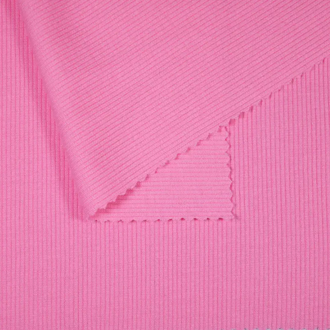 China Fabric for Hoodie Rib Knit Fabric Polyester Rayon Spandex pink color buy from China wholesaler bulk order at wholesale price free worldwide shipping Alibaba