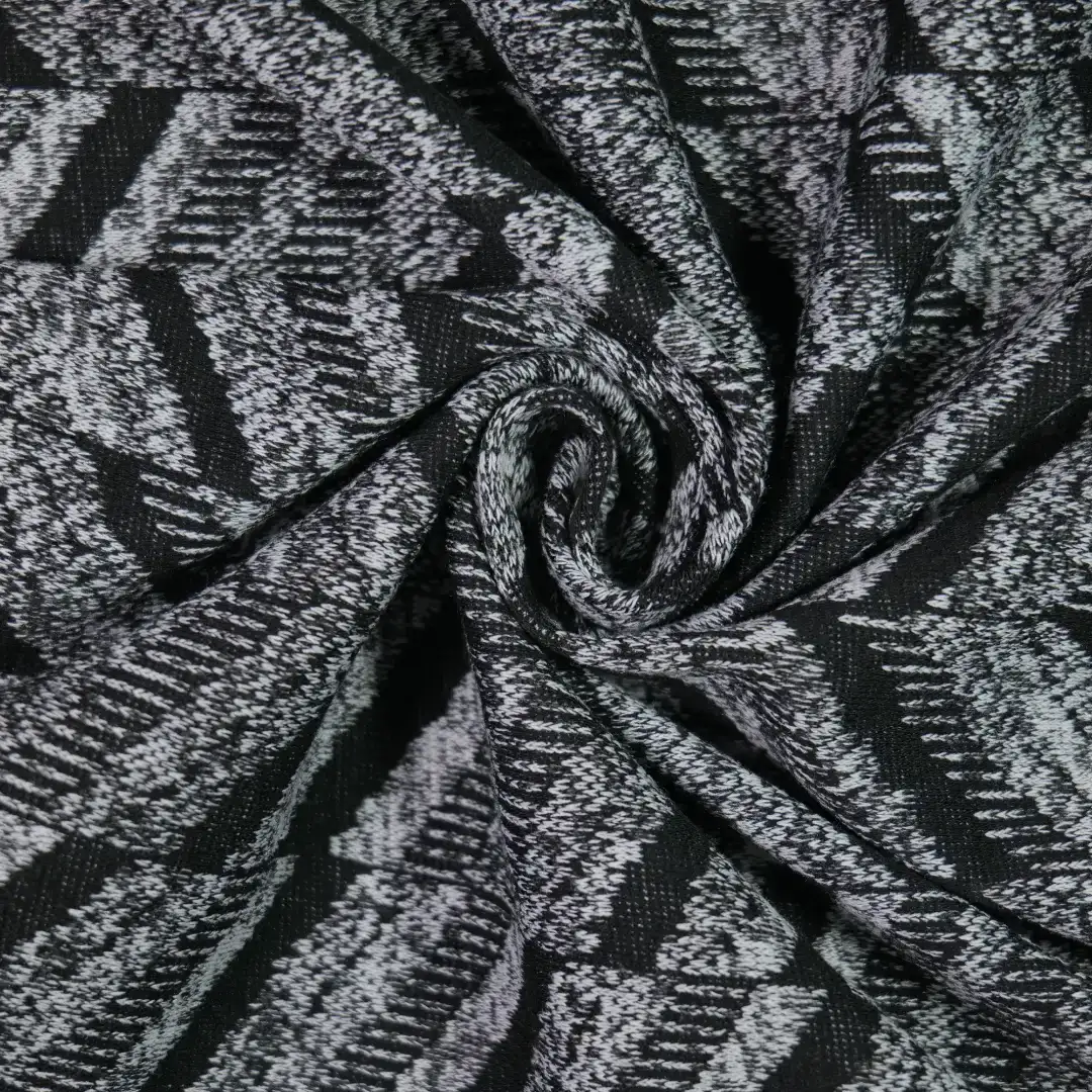 China Fabric for Trench Coat Jacquard Knit Fabric Polyester Rayon Spandex white&black color buy from China wholesaler bulk order at wholesale price free worldwide shipping Alibaba