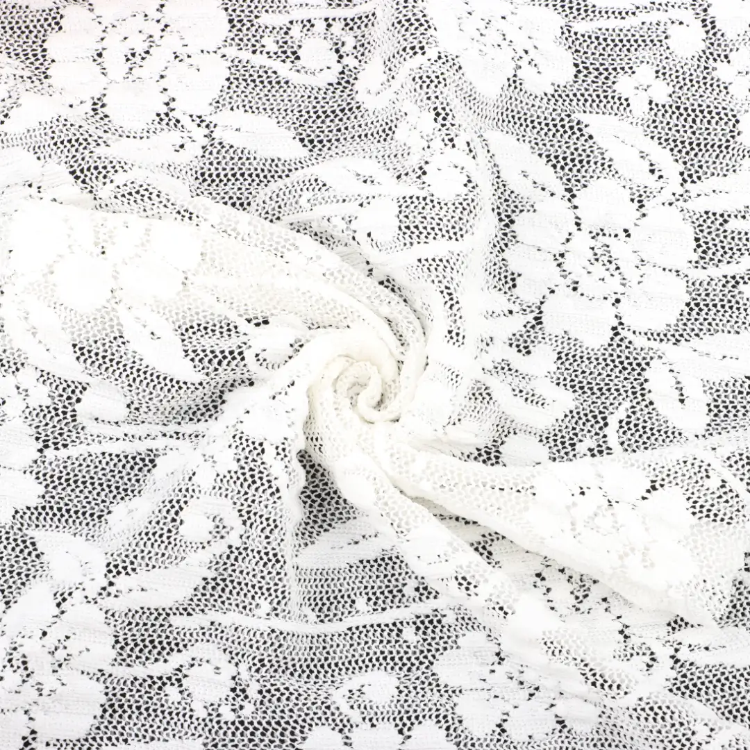 China Fabric for Crop Top,Skirt  Lace Knit Fabric Polyester Spandex white color buy from China wholesaler bulk order at wholesale price free worldwide shipping Alibaba