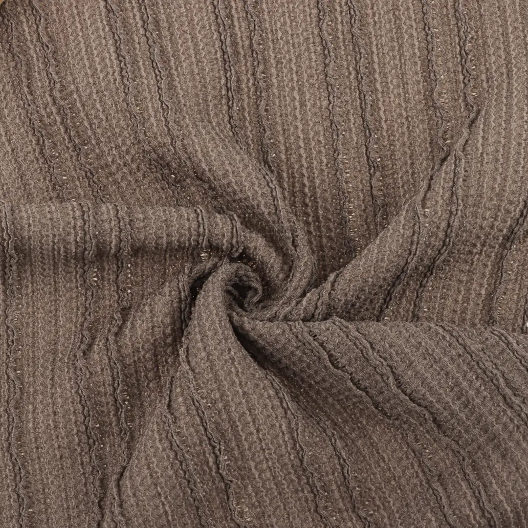 China Fabric for T-Shirt,Skirt  Weft Jacquard Knit Fabric Polyester Spandex Brown color buy from China wholesaler bulk order at wholesale price free worldwide shipping Alibaba