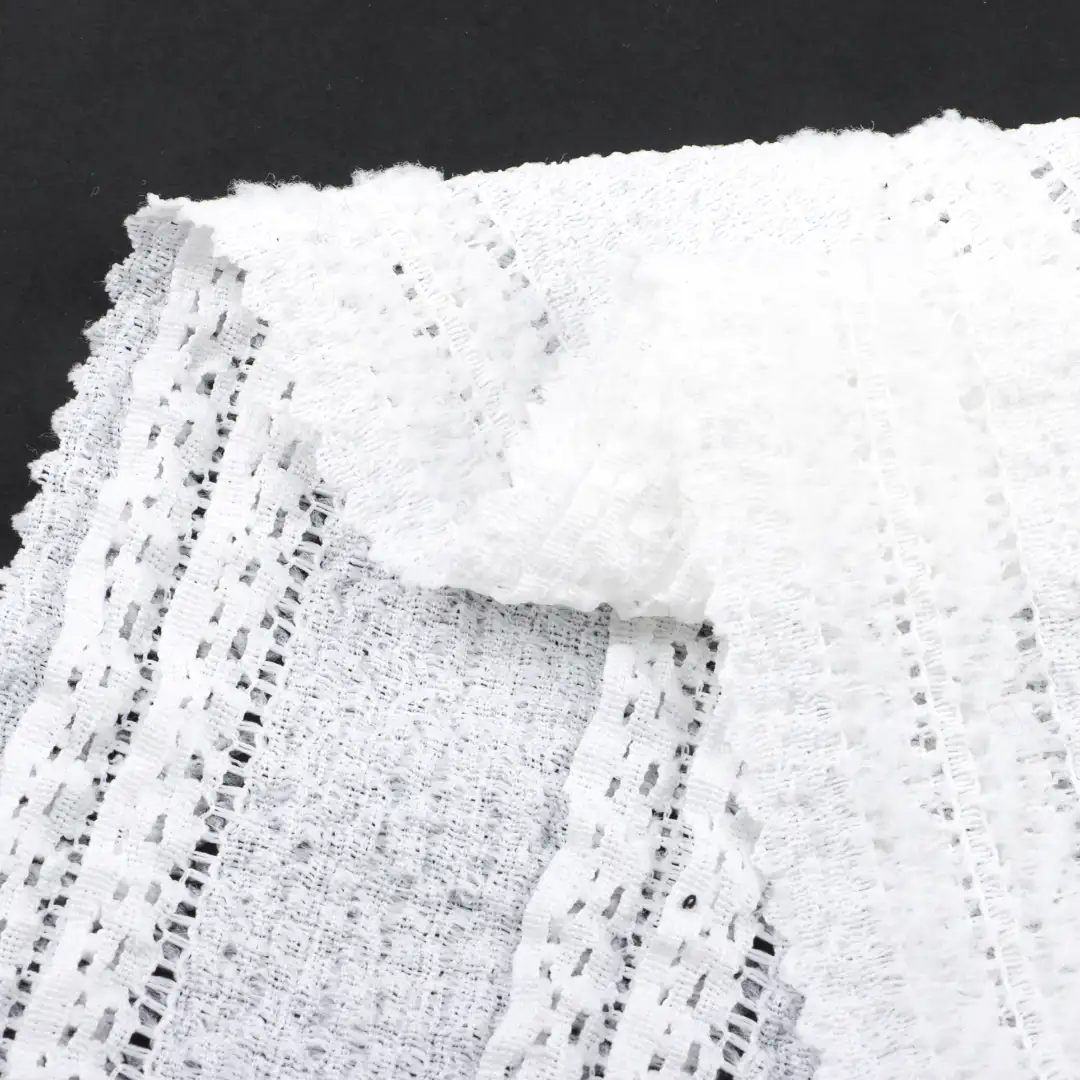 China Fabric for Crop Top,Lingerie,Skirt  Lace Knit Fabric Polyester Spandex white color buy from China wholesaler bulk order at wholesale price free worldwide shipping Alibaba