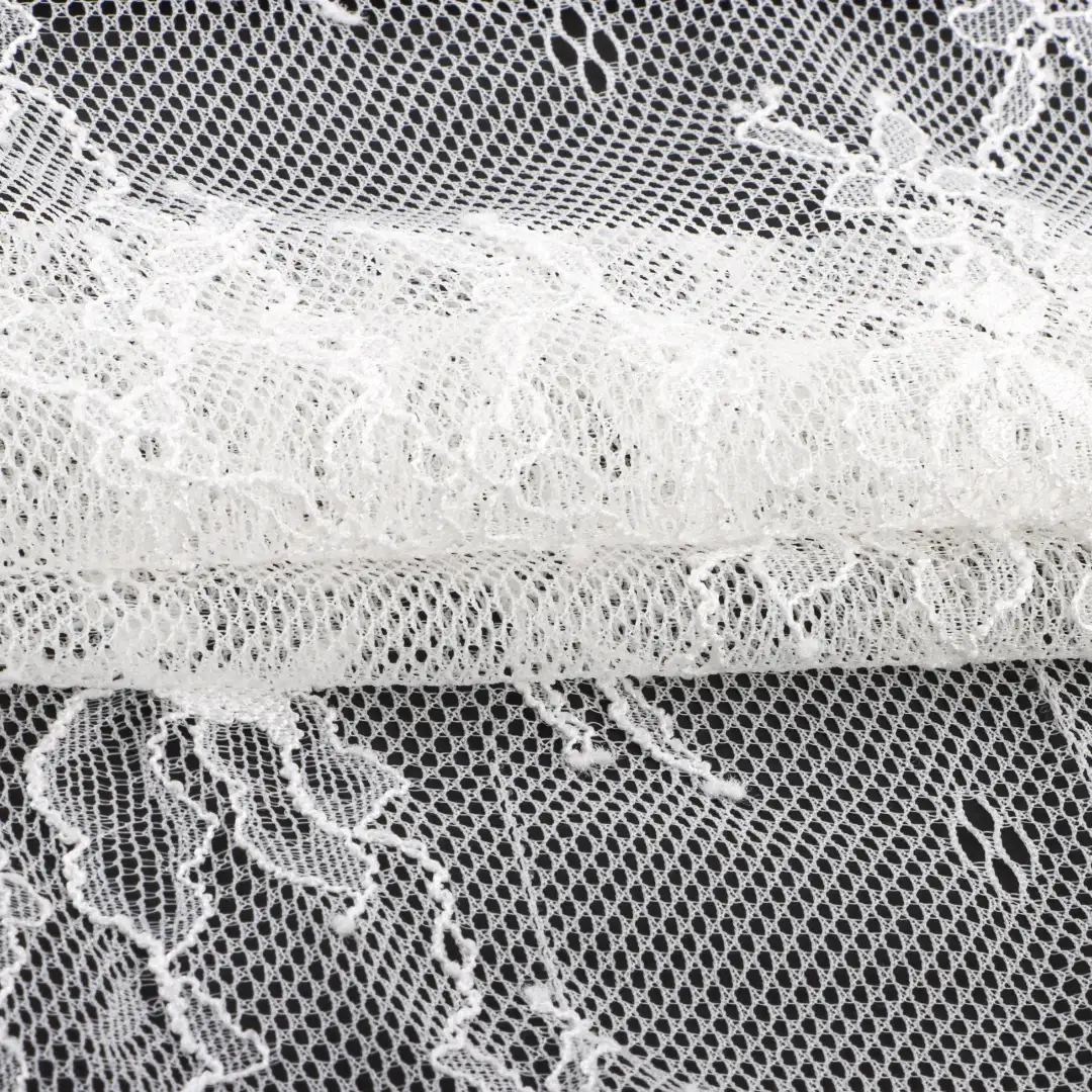 China Fabric for Crop Top,Lingerie,Skirt  Lace Knit Fabric Nylon Spandex white color buy from China wholesaler bulk order at wholesale price free worldwide shipping Alibaba