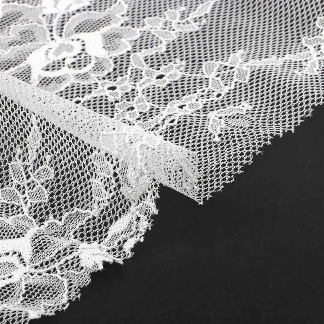 China Fabric for Crop Top,Lingerie,Skirt  Lace Knit Fabric Nylon Spandex white color buy from China wholesaler bulk order at wholesale price free worldwide shipping Alibaba