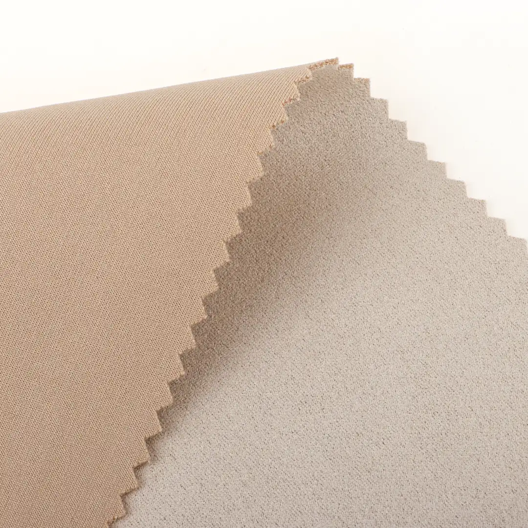 China Fabric for Jackets,Trench Coat,Overcoat,Waist coat Suede Knit Fabric Polyester Spandex khaki color buy from China wholesaler bulk order at wholesale price free worldwide shipping Alibaba