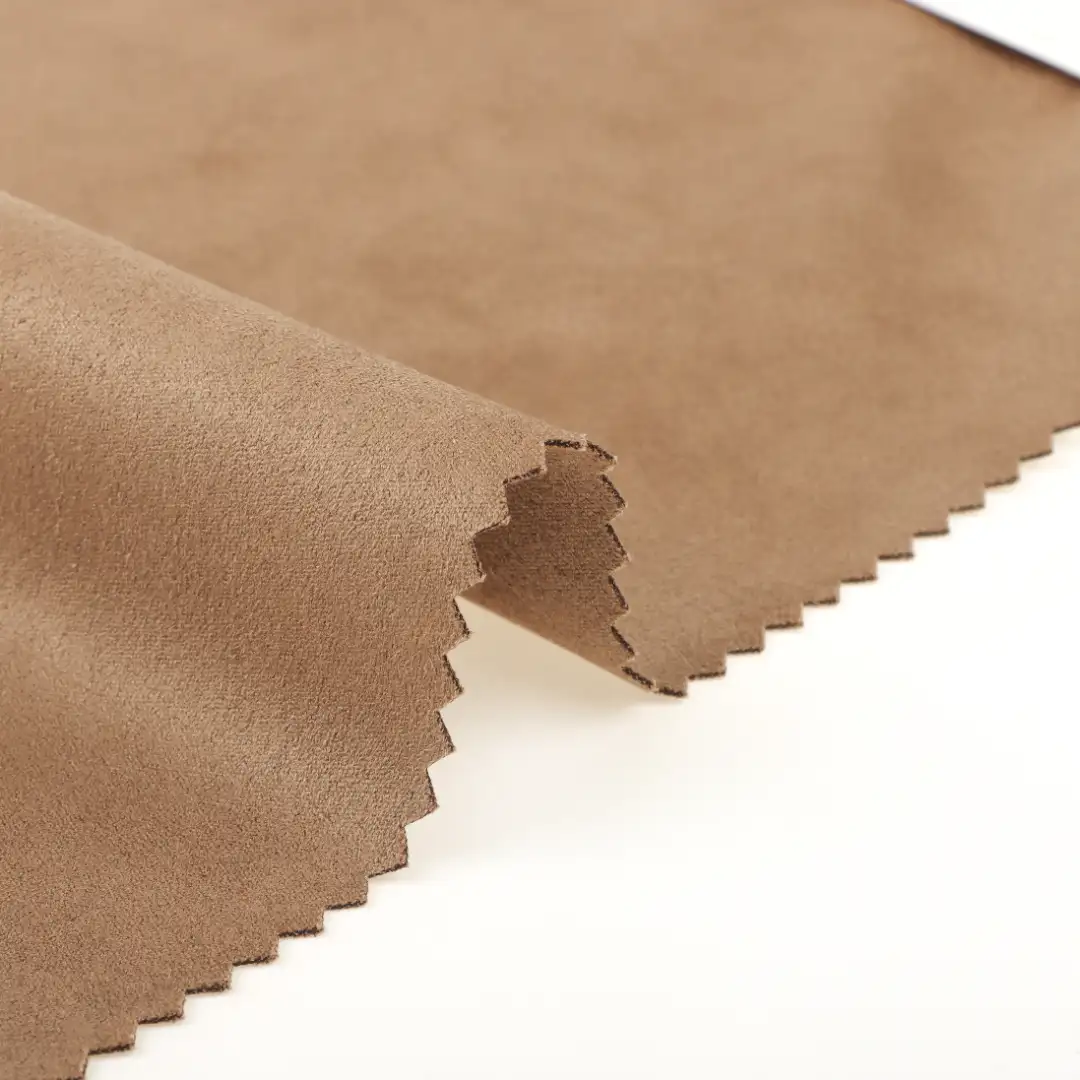China Fabric for Jackets,Trench Coat,Overcoat,Waist coat Suede Knit Fabric Polyester Spandex light brown color buy from China wholesaler bulk order at wholesale price free worldwide shipping Alibaba
