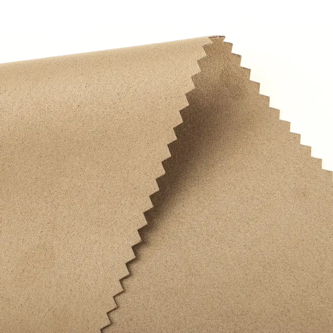 China Fabric for Jackets,Trench Coat,Overcoat,Waist coat Suede Knit Fabric Polyester Spandex camel color buy from China wholesaler bulk order at wholesale price free worldwide shipping Alibaba