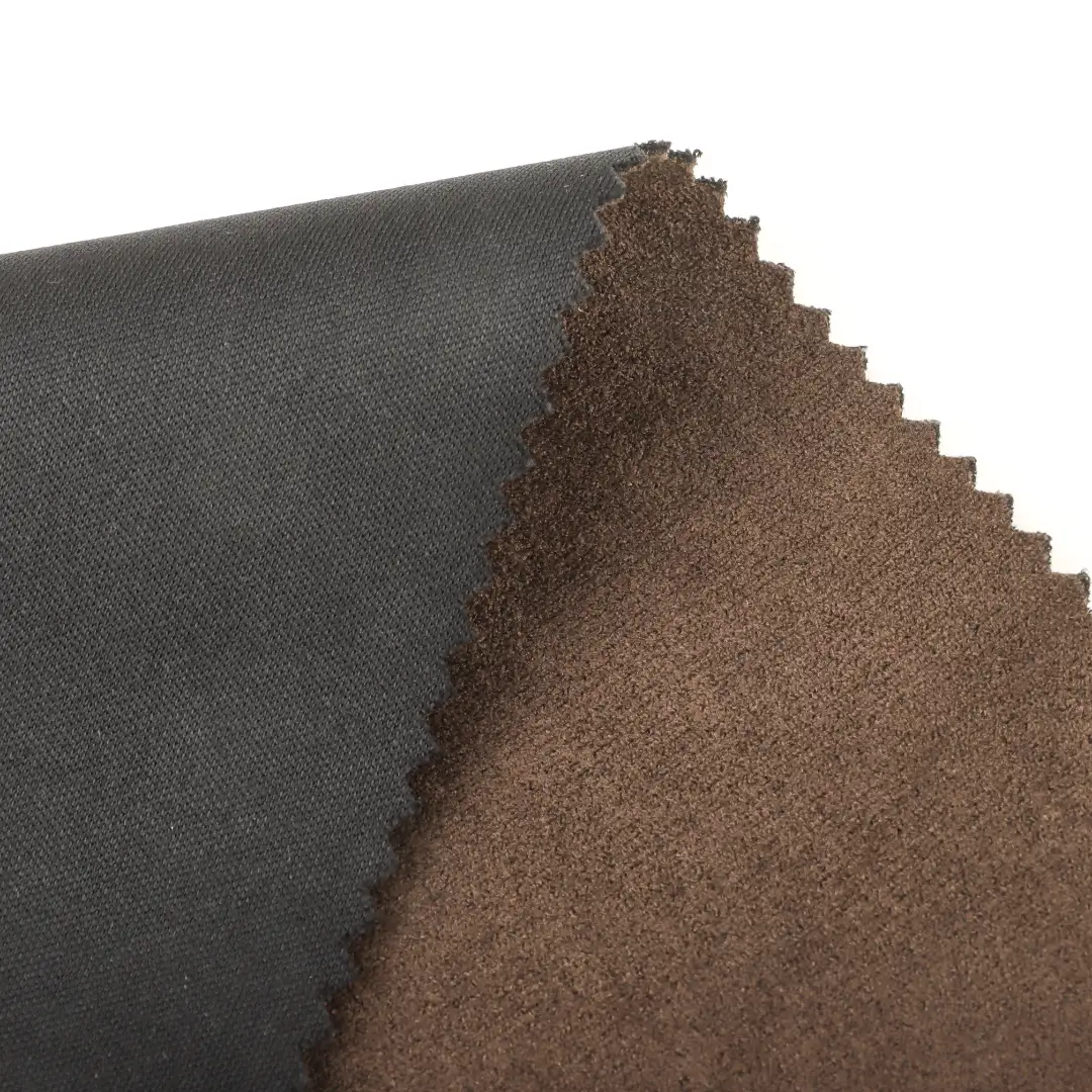 China Fabric for Jackets,Trench Coat,Overcoat,Waist coat Suede Knit Fabric Polyester Spandex sepia color buy from China wholesaler bulk order at wholesale price free worldwide shipping Alibaba