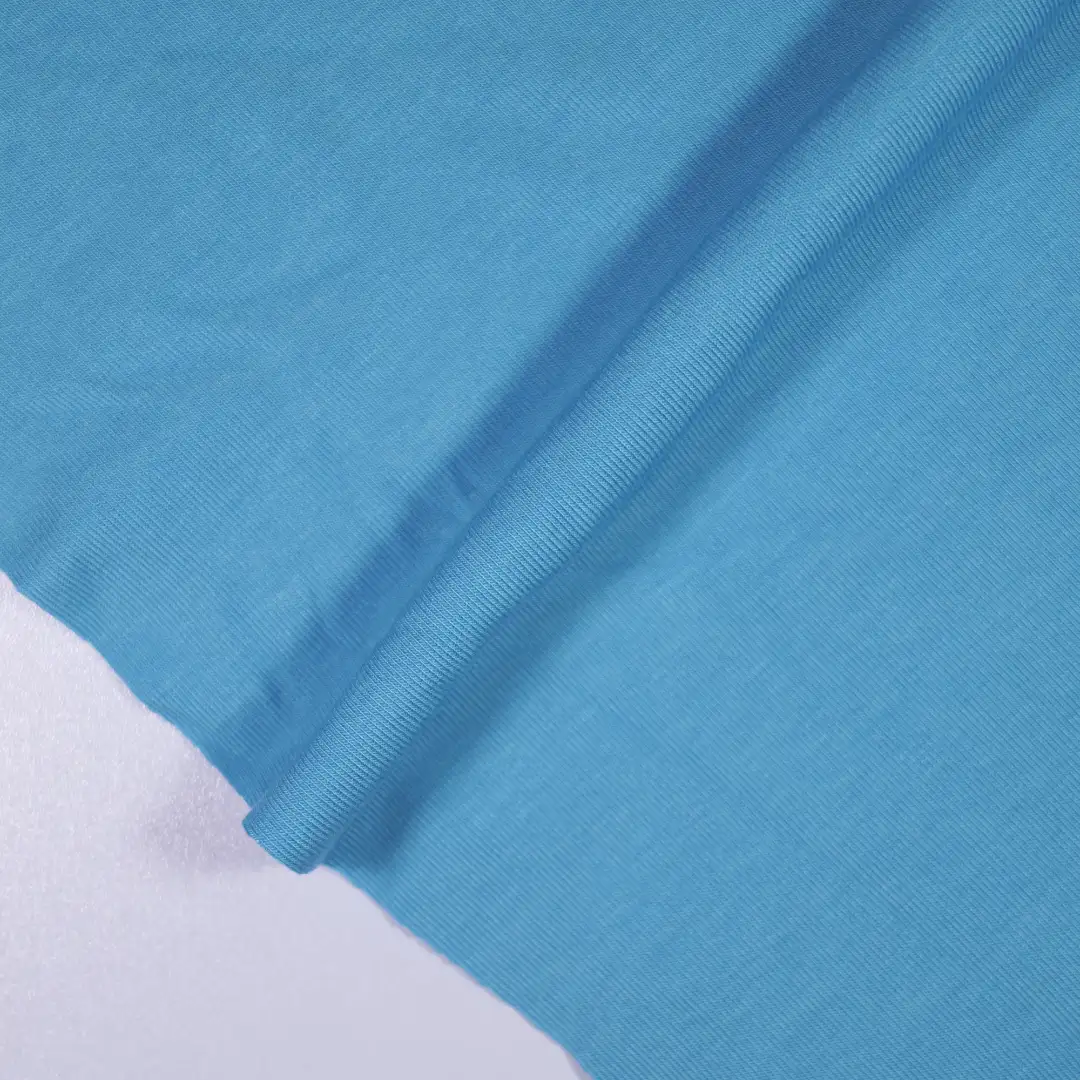 China Fabric for T-Shirt,Polo Shirt,Tank Top Rib Knit Fabric Poly Lactic Acid（PLA) Rayon Blue color buy from China wholesaler bulk order at wholesale price free worldwide shipping Alibaba