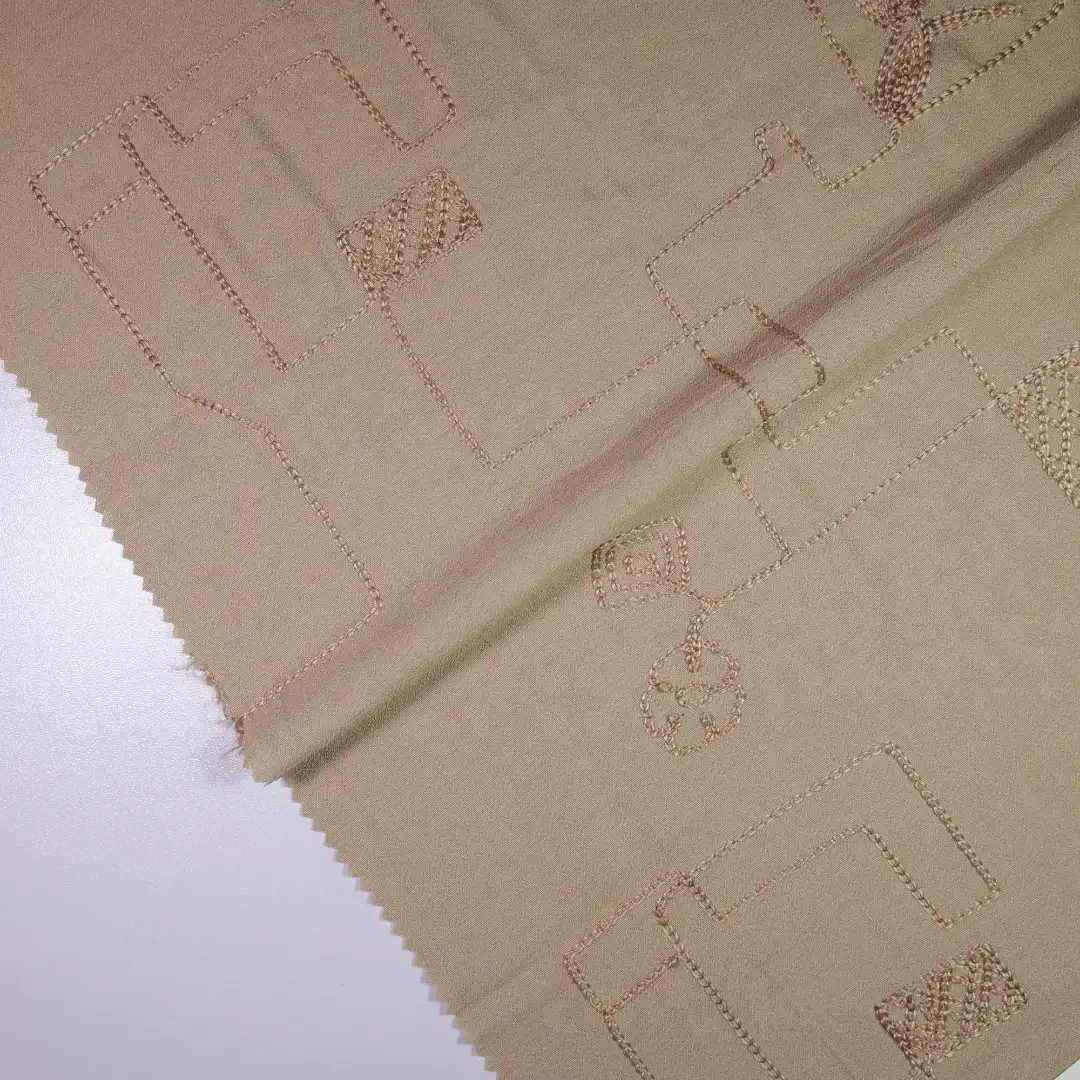 China Fabric for Blouse Schiffli Synthetic Woven Fabric Rayon Nylon brown color buy from China wholesaler bulk order at wholesale price free worldwide shipping Alibaba