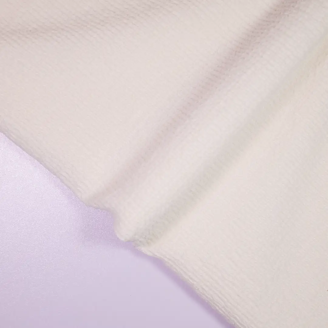 China Fabric for Pants,Crew Neck Pullover  Tricot Knit Fabric Polyester Spandex White color buy from China wholesaler bulk order at wholesale price free worldwide shipping Alibaba