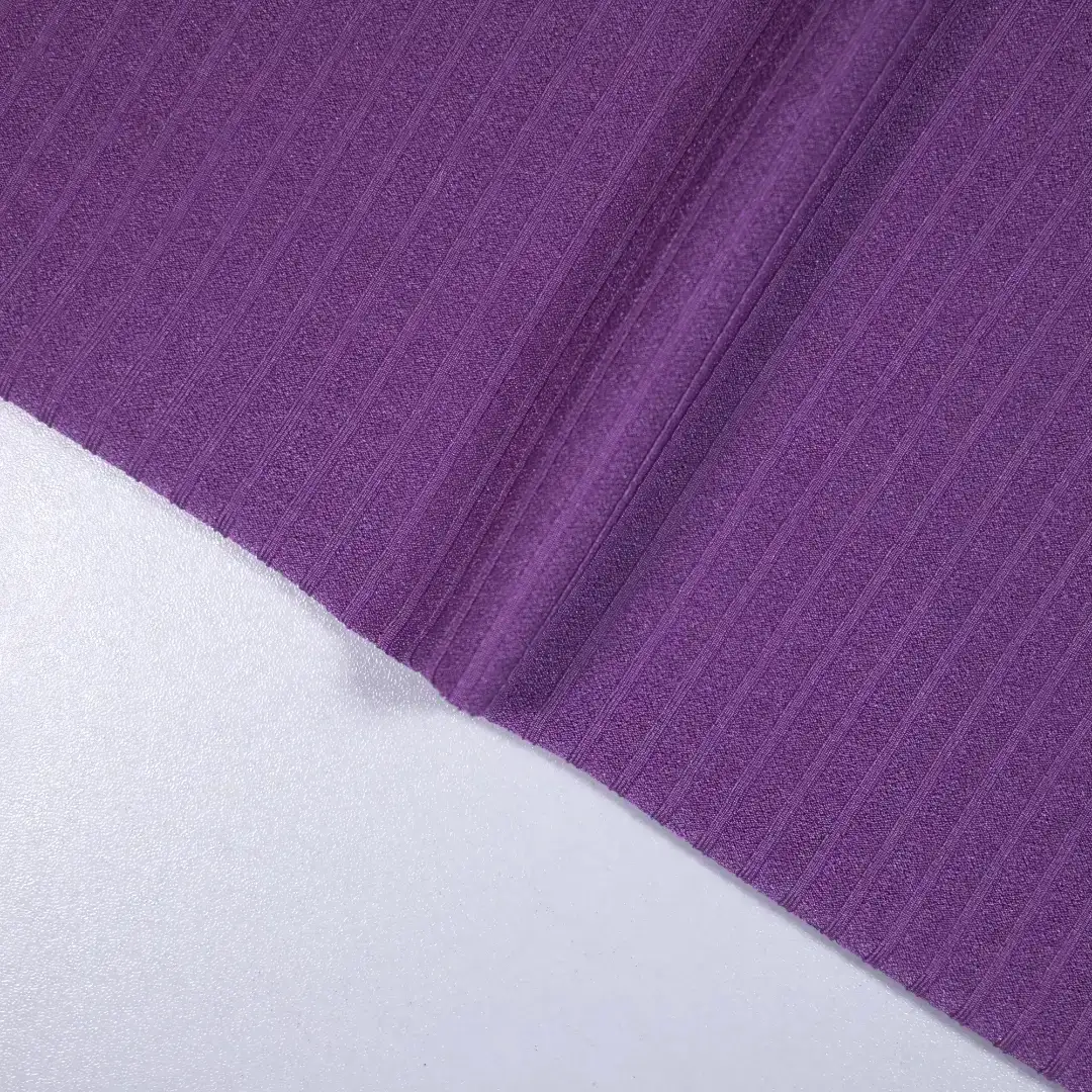 China Fabric for Shirt Rib Knit Fabric Polyester Spandex Purple color buy from China wholesaler bulk order at wholesale price free worldwide shipping Alibaba