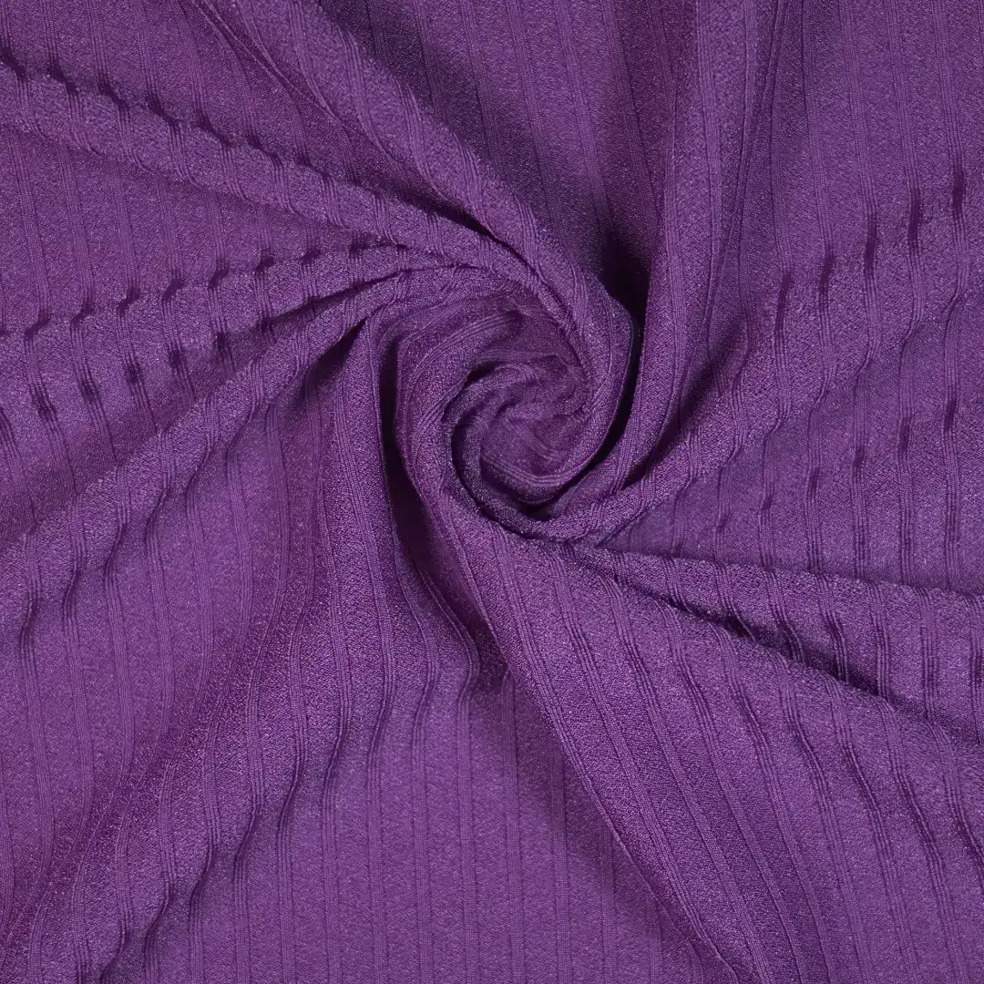 China Fabric for Shirt Rib Knit Fabric Polyester Spandex Purple color buy from China wholesaler bulk order at wholesale price free worldwide shipping Alibaba