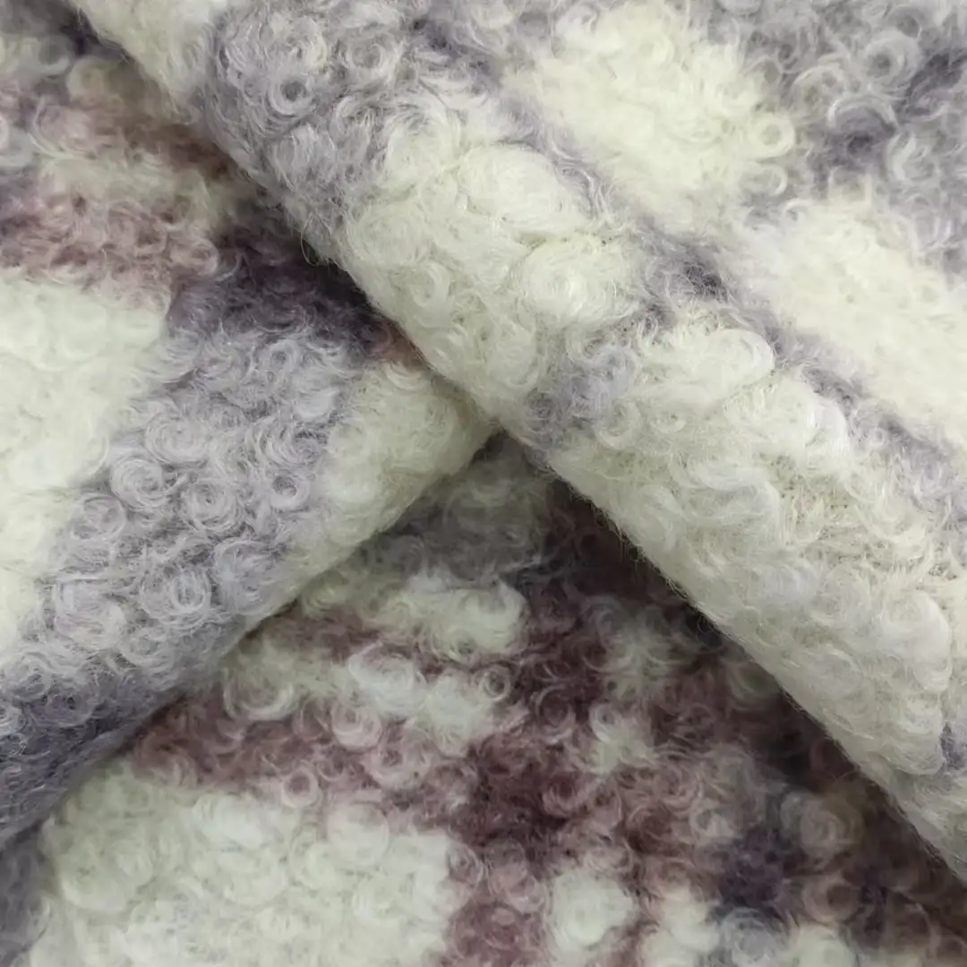 China Fabric for Jackets,Padded Jacket,Overcoat,Full-Zipper Cardigan  Knit Woolen Fabric Woolen Polyester purple color buy from China wholesaler bulk order at wholesale price free worldwide shipping Alibaba