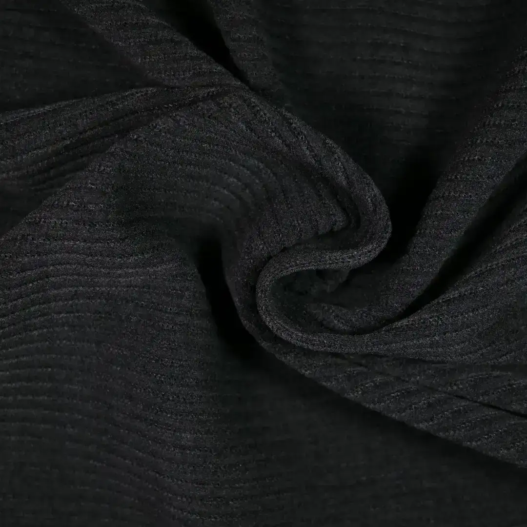 China Fabric for Pants,Blazer,Knitted Trousers  knitted Corduroy Knit Fabric Spandex Polyester black color buy from China wholesaler bulk order at wholesale price free worldwide shipping Alibaba