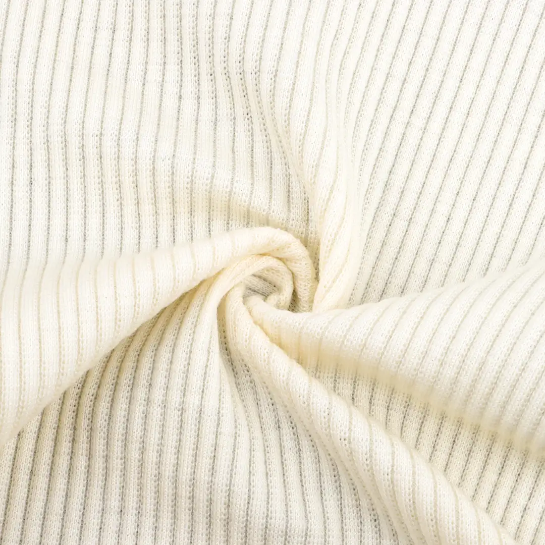 China Fabric for Crop Top,Skirt  Rib Knit Fabric Wool Spandex cream-coloured color buy from China wholesaler bulk order at wholesale price free worldwide shipping Alibaba