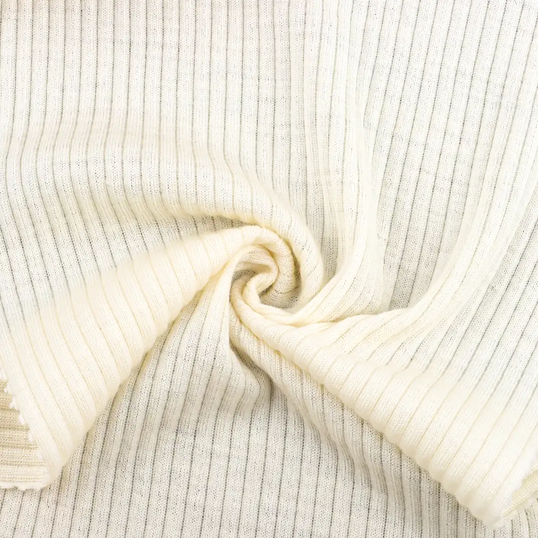 China Fabric for T-Shirt,Polo Shirt,Crop Top Rib Knit Fabric Wool cream-coloured color buy from China wholesaler bulk order at wholesale price free worldwide shipping Alibaba