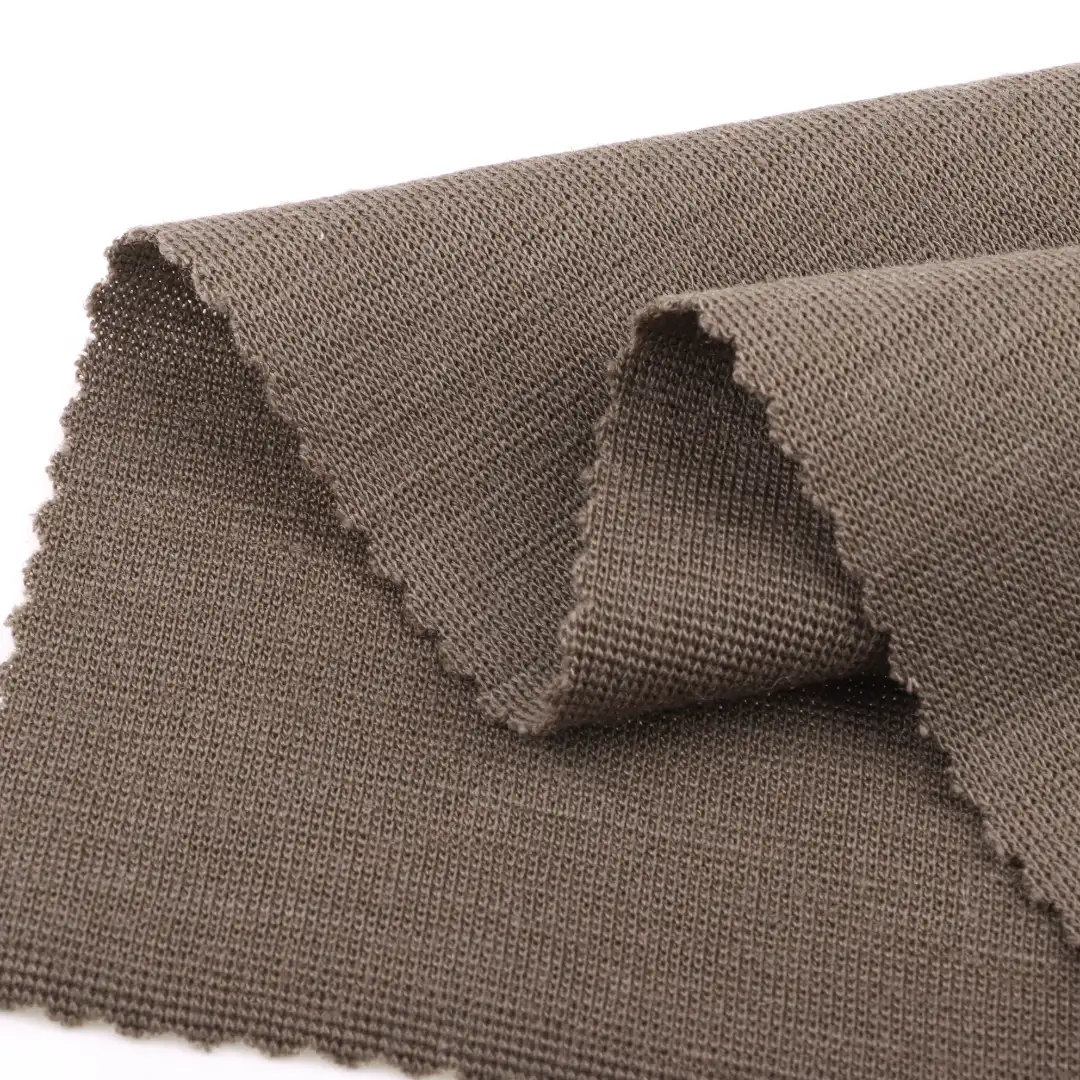 China Fabric for Polo Shirt,Crop Top,Hoodie,T-shirt  Rib Knit Fabric Wool Acrylic Spandex Brown color buy from China wholesaler bulk order at wholesale price free worldwide shipping Alibaba