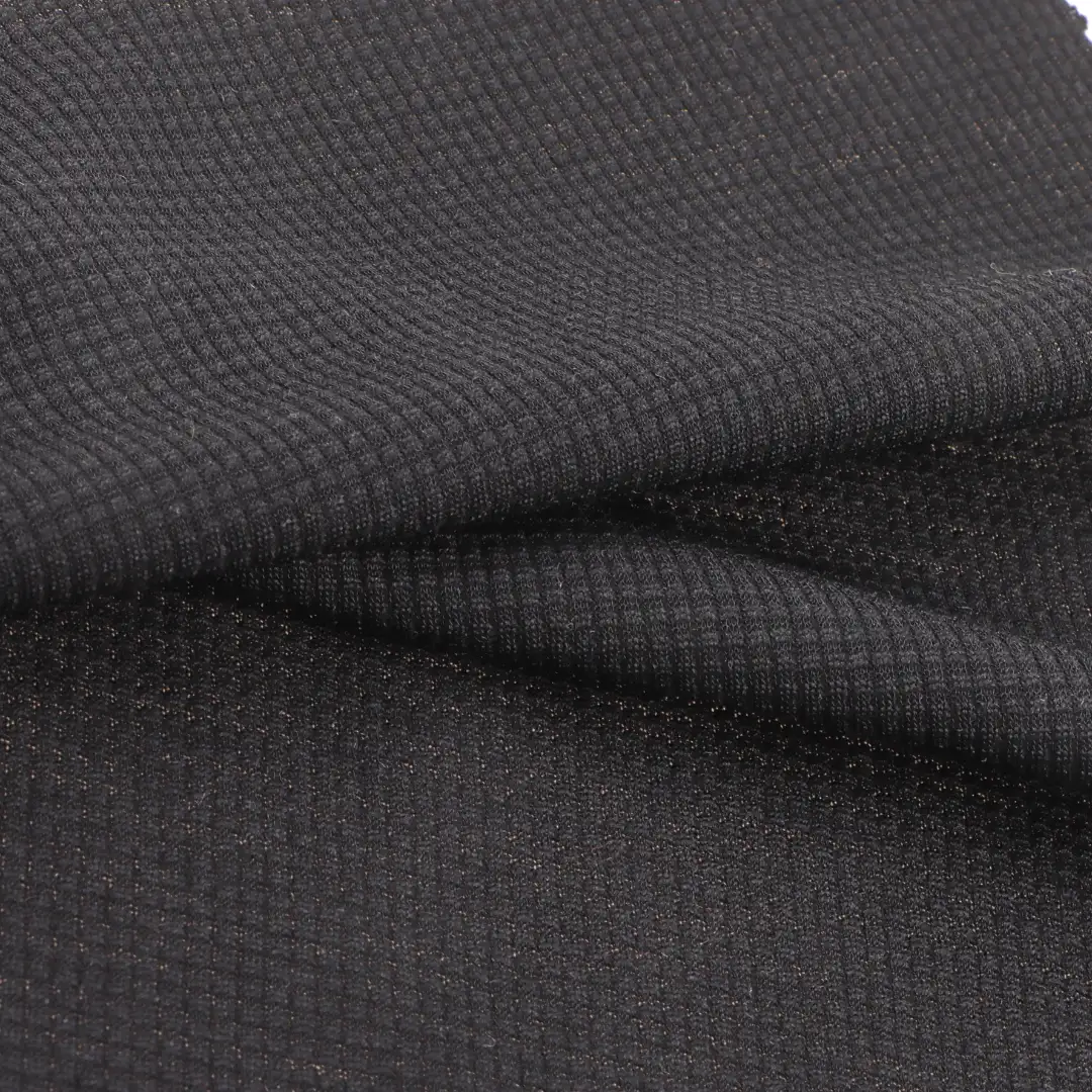 China Fabric for Polo Shirt,Crop Top,Sweatshirt Waffle Knit Fabric Polyester Wool Nylon BLACK color buy from China wholesaler bulk order at wholesale price free worldwide shipping Alibaba