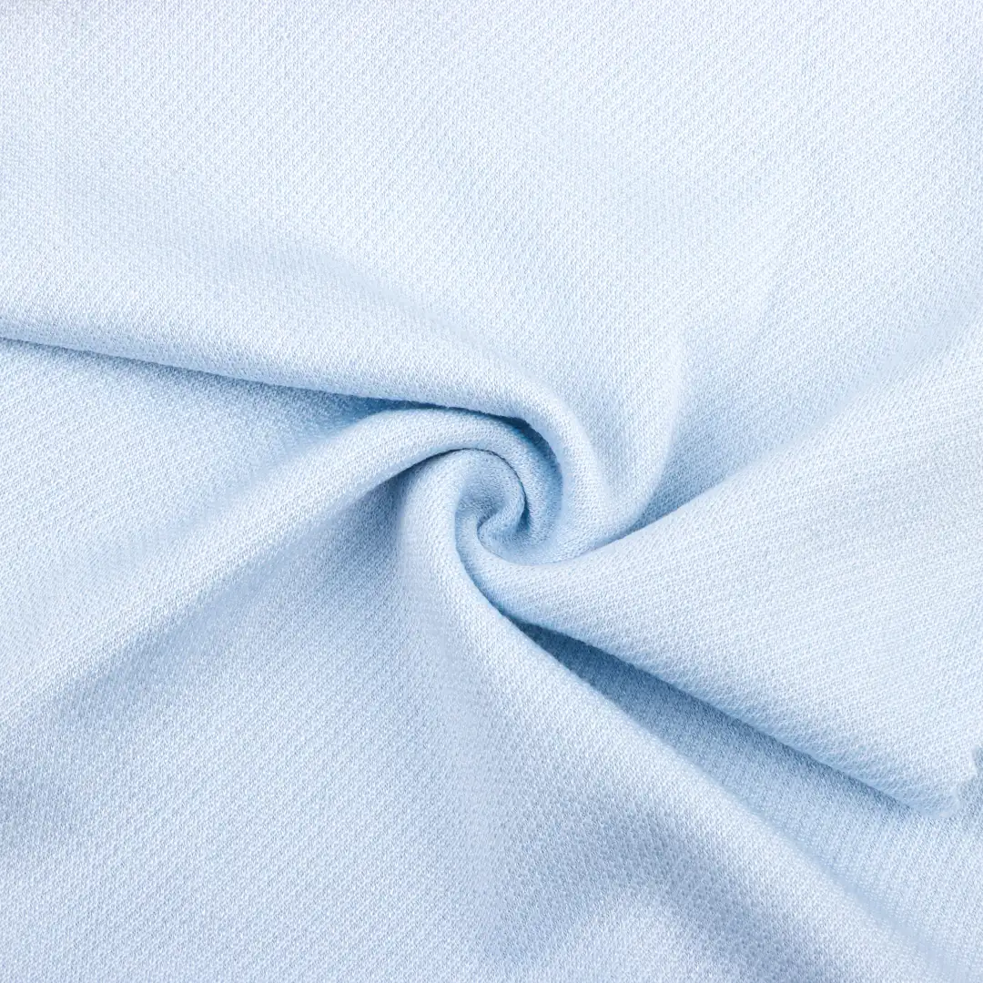 China Fabric for T-Shirt,Polo Shirt,Crop Top Interlock Knit Fabric Polyester Viscose Spandex Wool Blue color buy from China wholesaler bulk order at wholesale price free worldwide shipping Alibaba