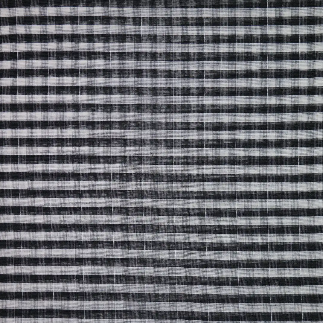 China Fabric for Shirt,Blouse,Crop Top,Skirt,Dresses (Cardigan Button) ,Skirt  Yarn Dyed Check Woven Blended Fabric Silk Polyester Cotton Black color buy from China wholesaler bulk order at wholesale price free worldwide shipping Alibaba