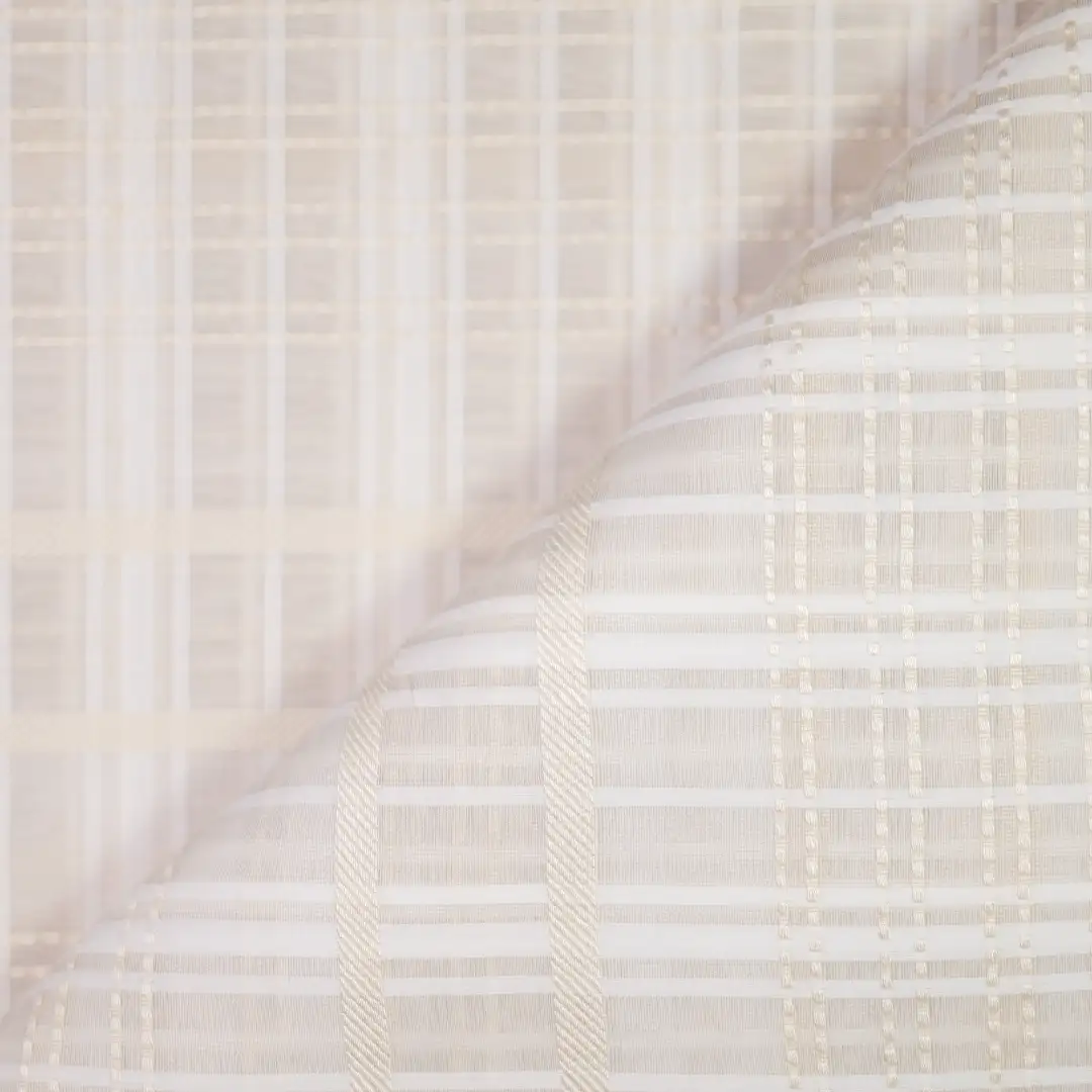 China Fabric for Shirt,Blouse,Crop Top,Shirt Long Sleeve Zipper ,Dresses (Cardigan Open)  Yarn Dyed Check Woven Blended Fabric Silk Rayon Cotton Beige color buy from China wholesaler bulk order at wholesale price free worldwide shipping Alibaba